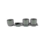 Toscana  Grey Ceramic Planter Set With Disk - Aleefurnishing
