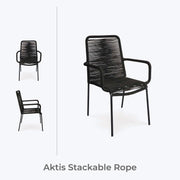 Aktis Stackable Rope-Woven Outdoor Dining Chair (Set of 2) - Aleefurnishing