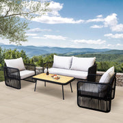 Phaios Patio Sofa Conversation Set - Black - Aleefurnishing