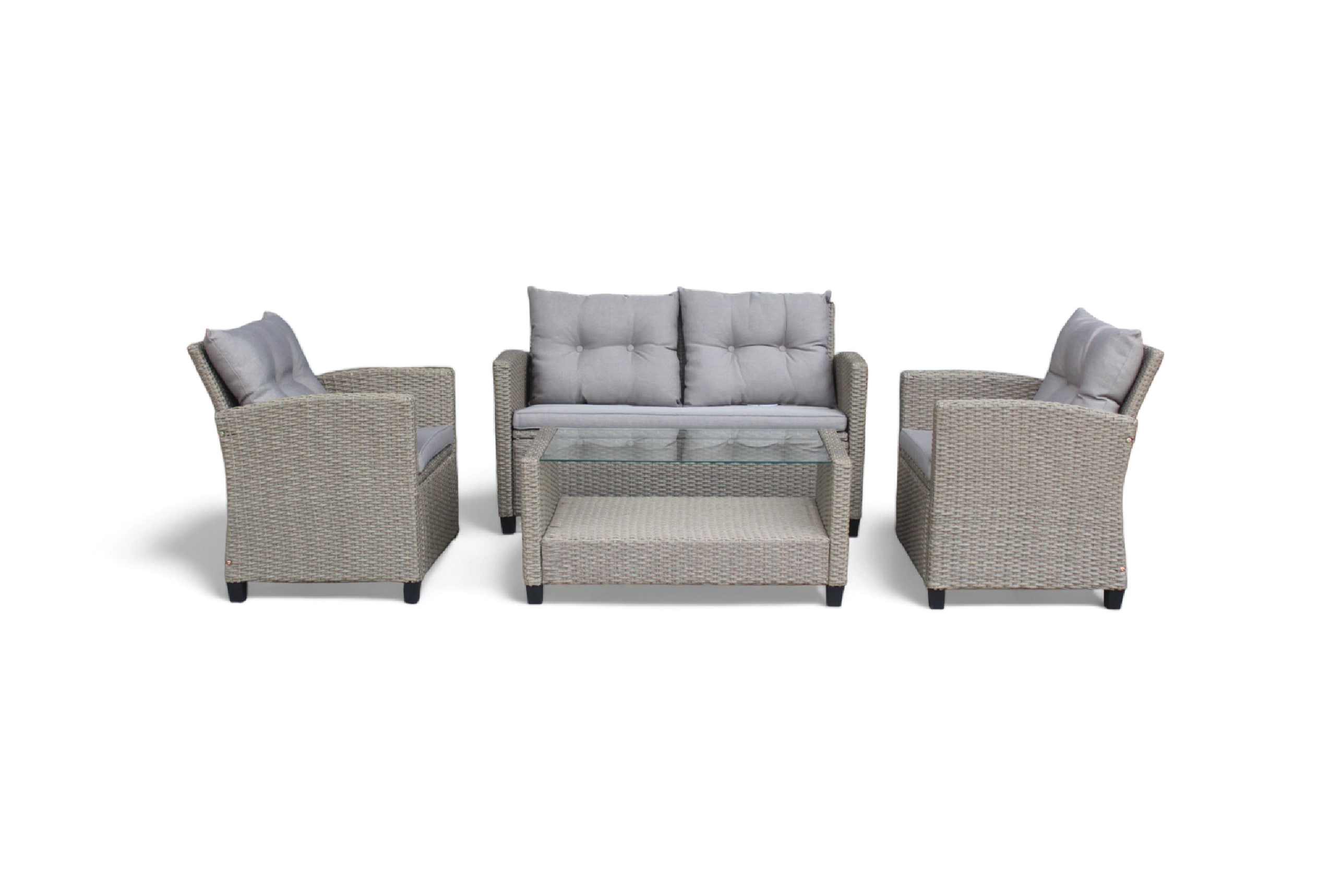 Dartmoor Brown-Grey Wicker Patio Conversation Set with Brown Cushions