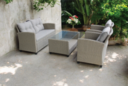 Dartmoor Brown-Grey Wicker Patio Conversation Set with Brown Cushions