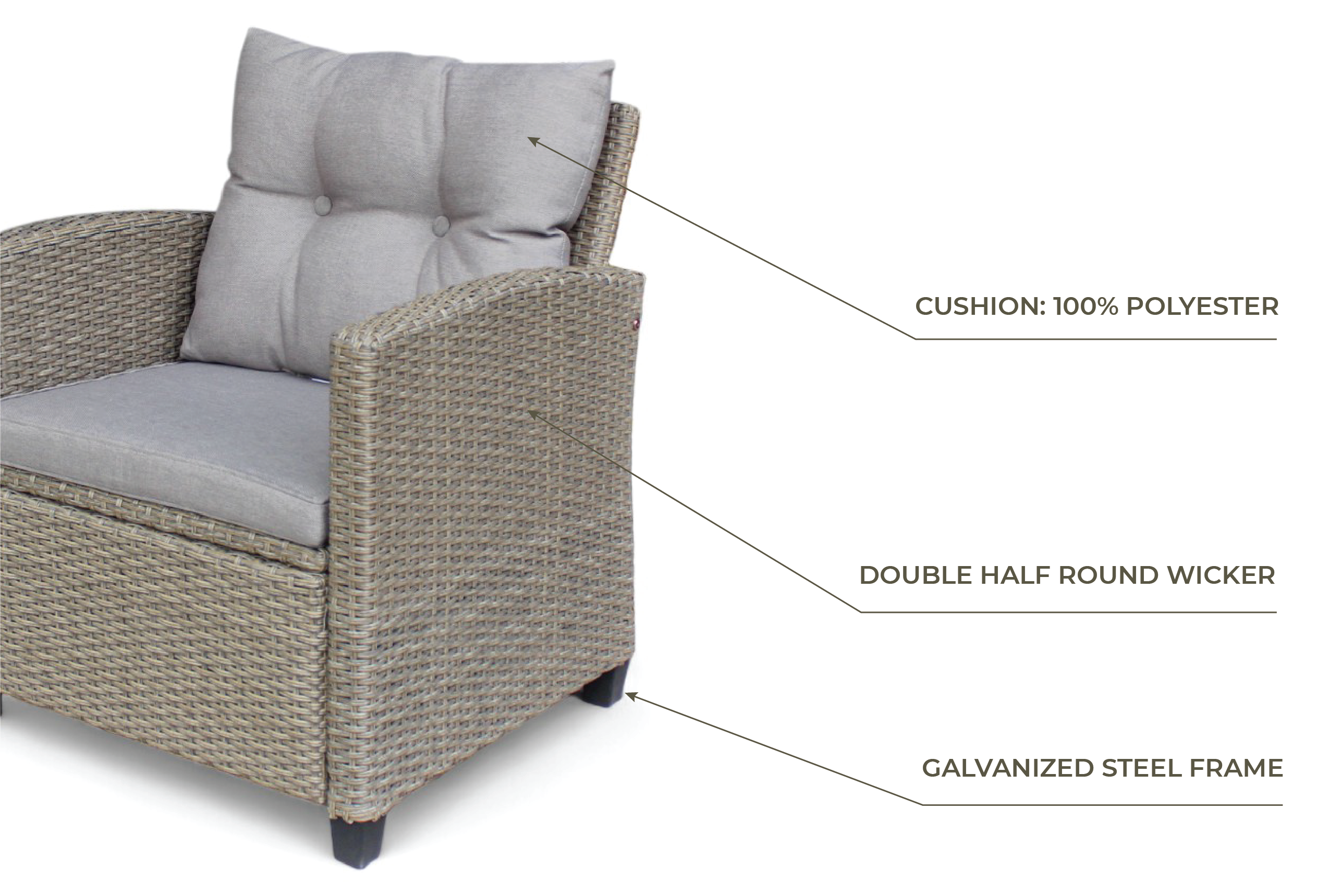 Dartmoor Brown-Grey Wicker Patio Conversation Set with Brown Cushions