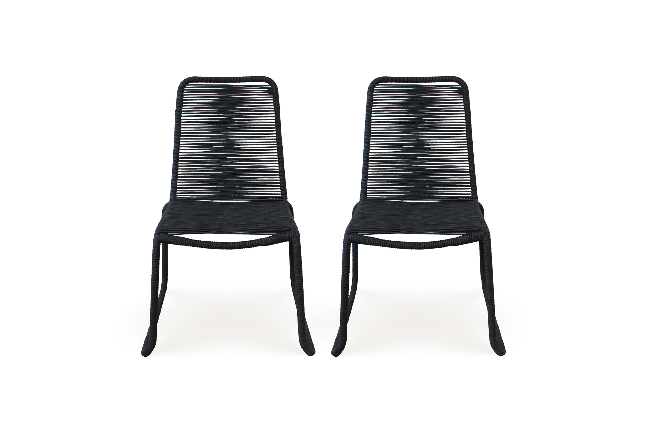 Eirene Stackable Rope-Woven Outdoor Dining Chair (Set of 2)