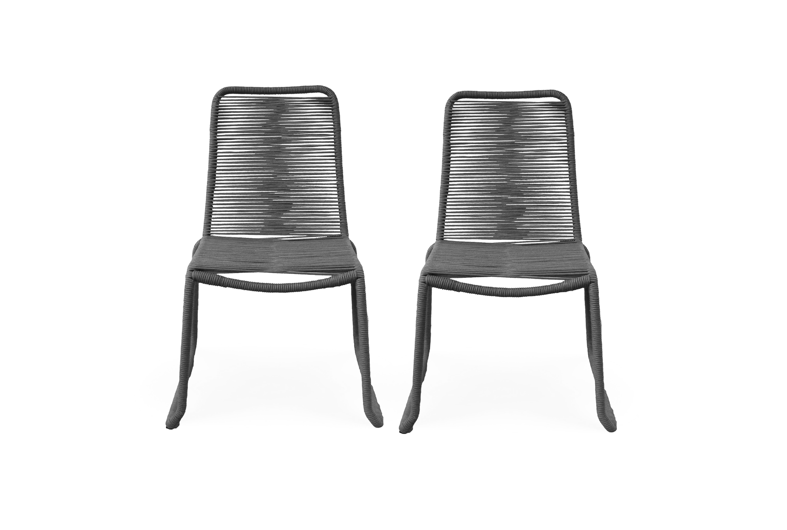 Eirene Stackable Rope-Woven Outdoor Dining Chair (Set of 2)