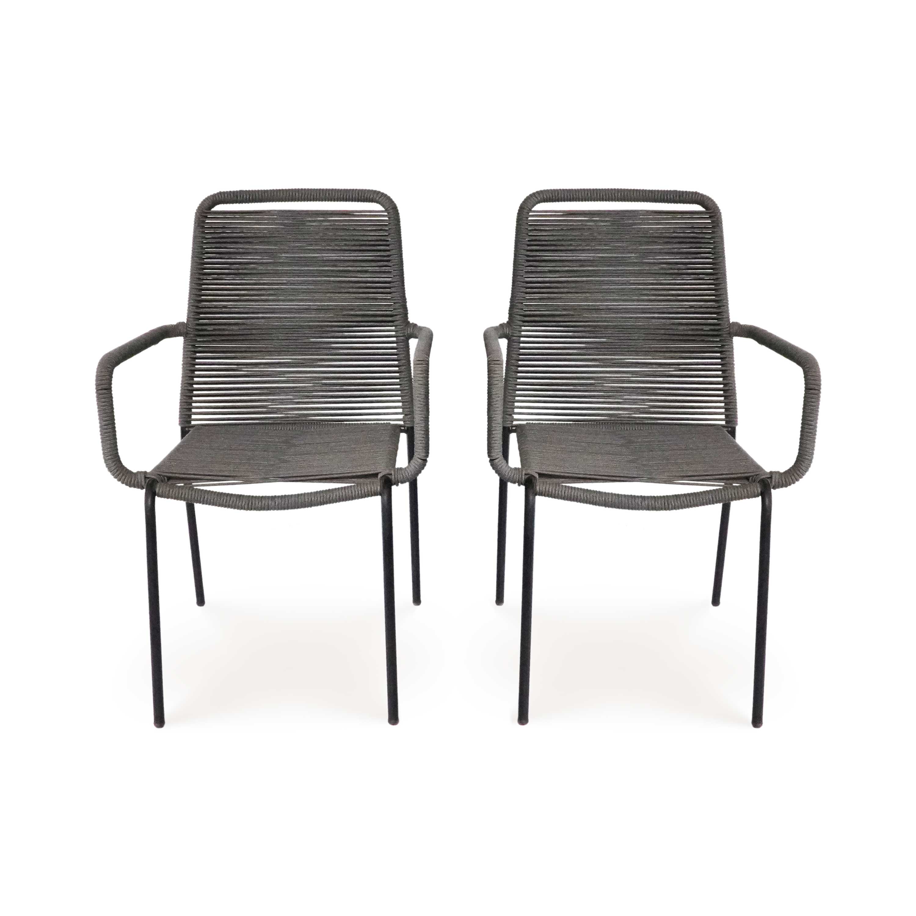 Palaio Rope Outdoor Dining Chair - Grey (Set of 2)