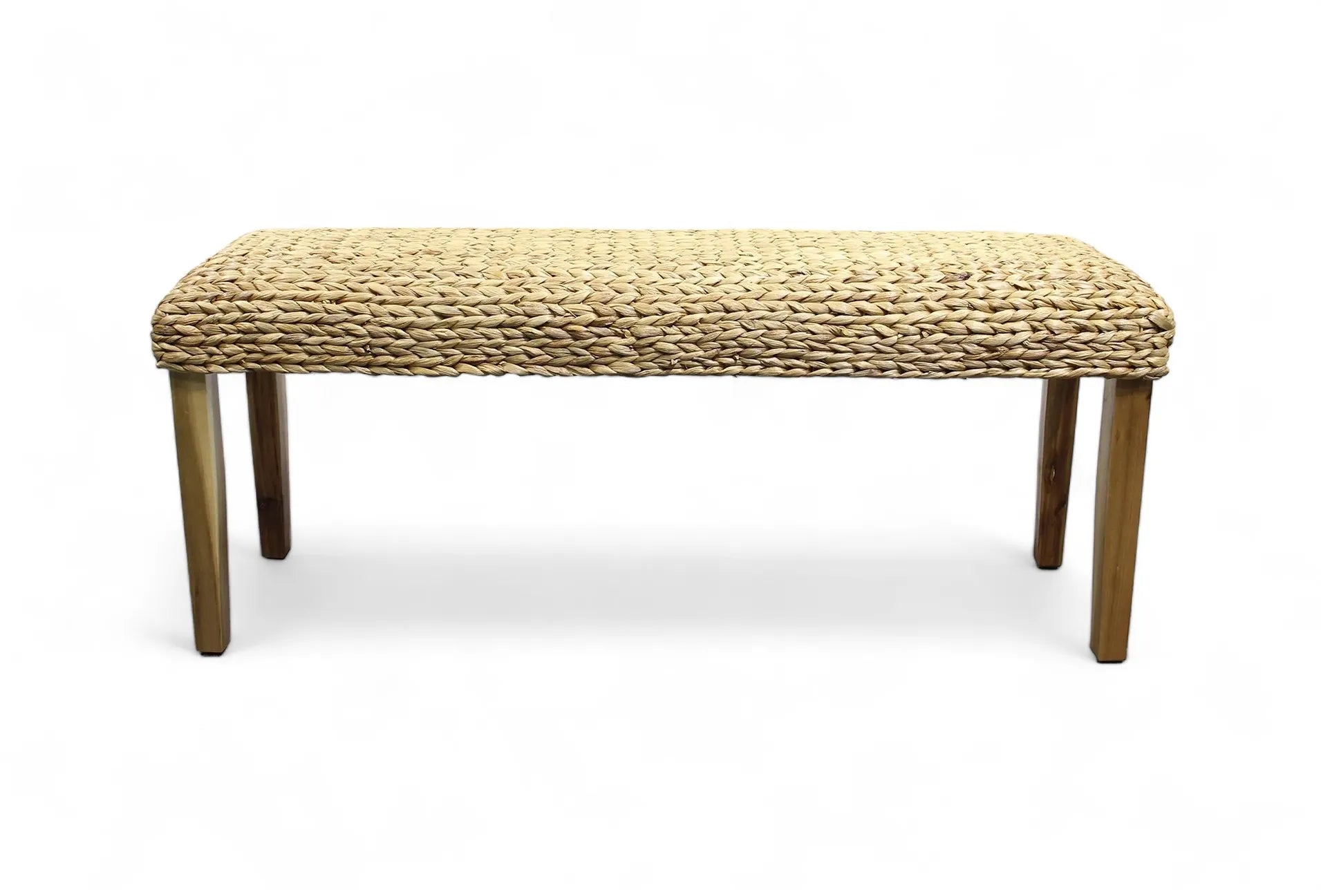 Hestia Natural Water Hyacinth Woven Modern Outdoor Bench