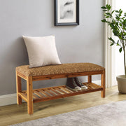 Limne Natural Water Hyacinth Woven Bench - Grey - Aleefurnishing