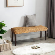 Dendron Natural Water Hyacinth Woven Bench - Black - Aleefurnishing