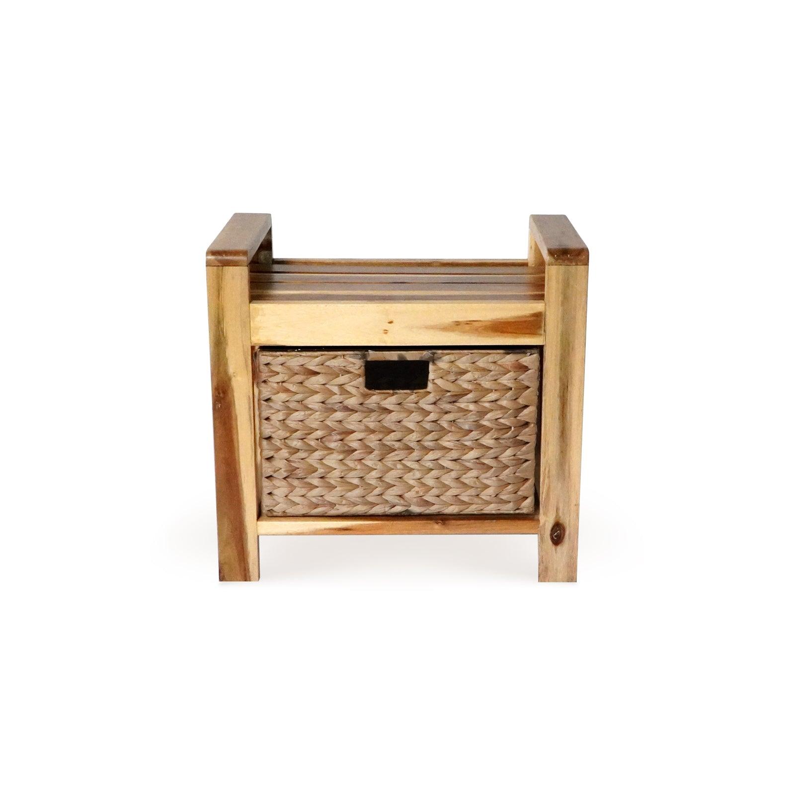 Brae water hyacinth Wood Storage Stool - light Brown - Aleefurnishing