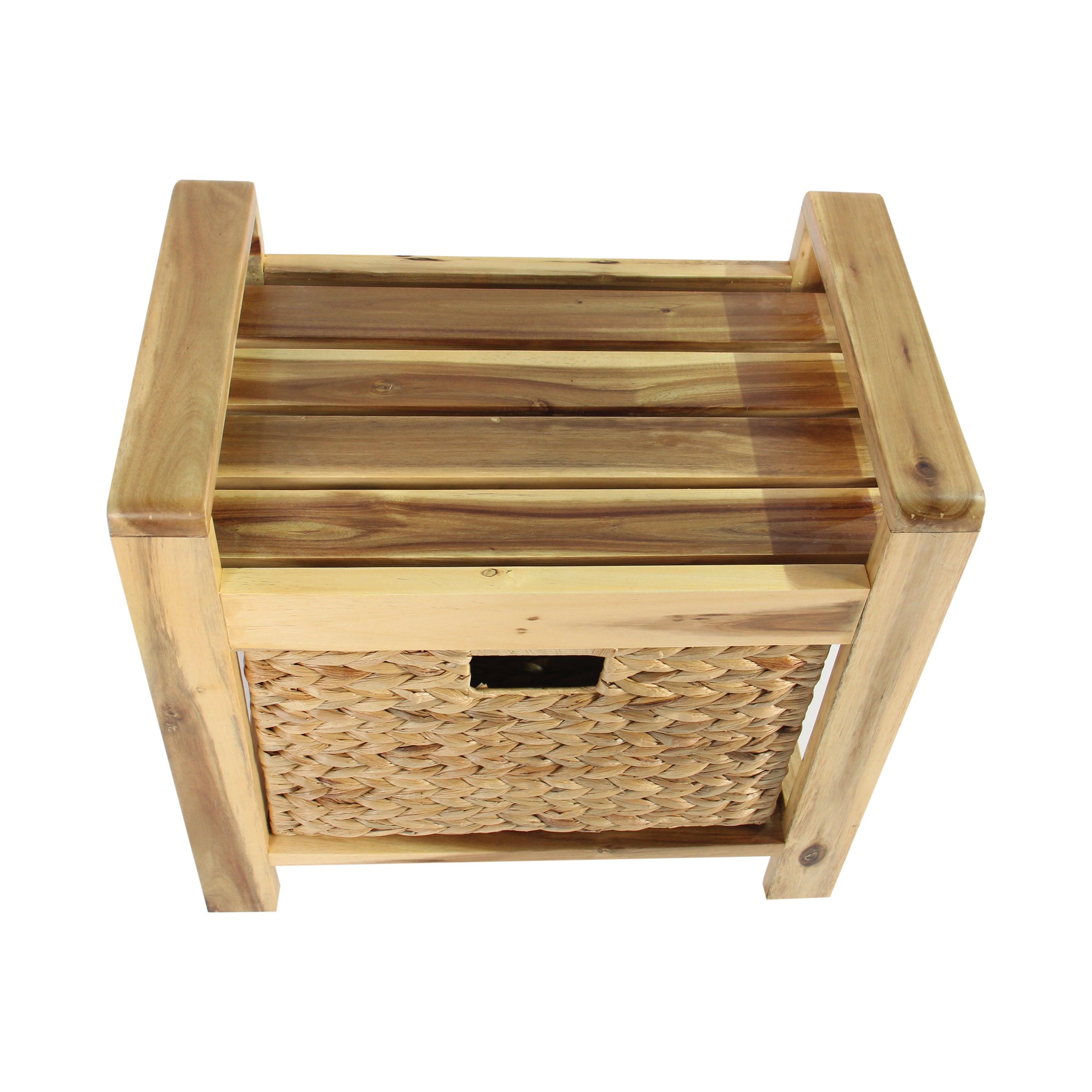 Brae water hyacinth Wood Storage Stool - light Brown - Aleefurnishing