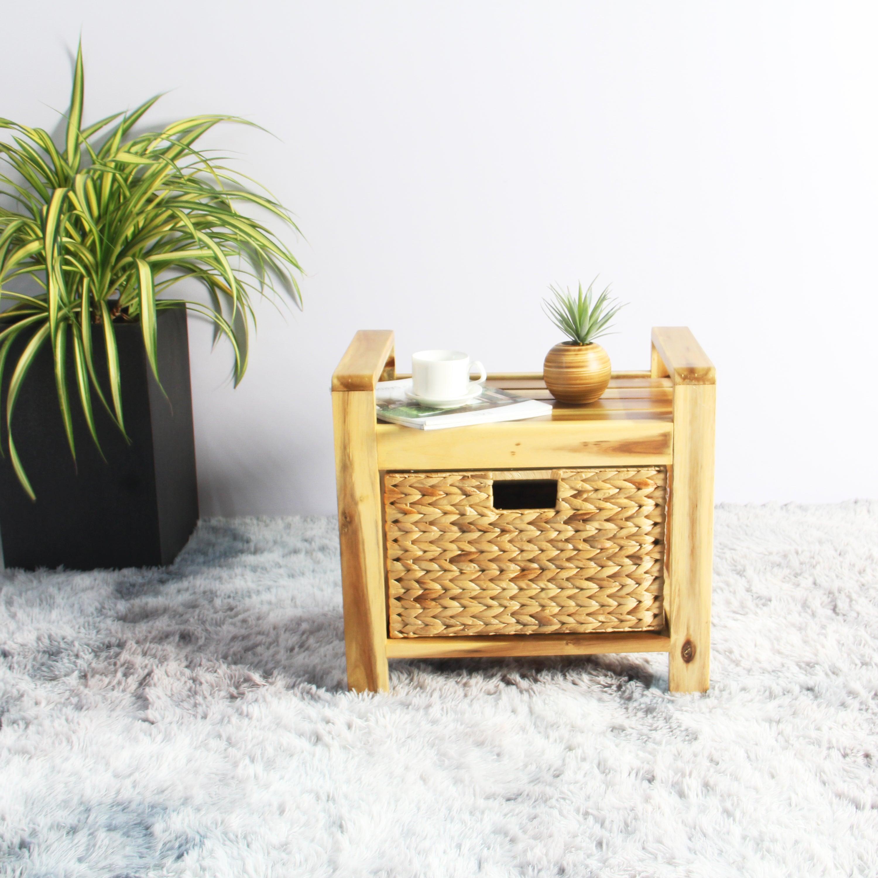 Brae water hyacinth Wood Storage Stool - light Brown - Aleefurnishing