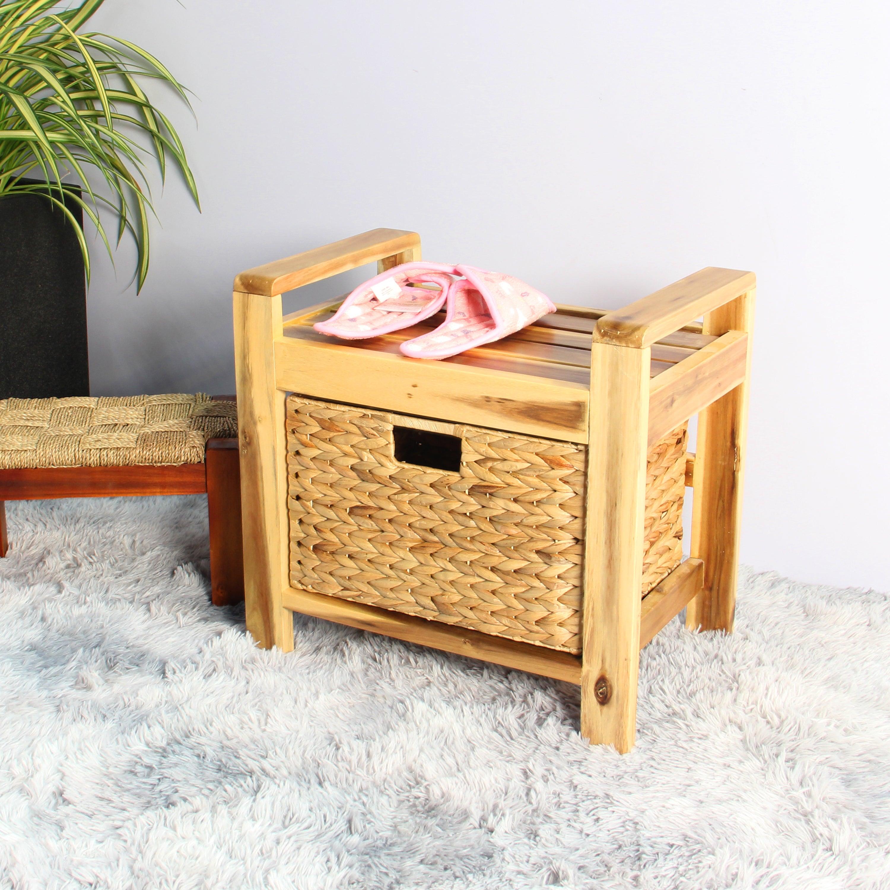 Brae water hyacinth Wood Storage Stool - light Brown - Aleefurnishing