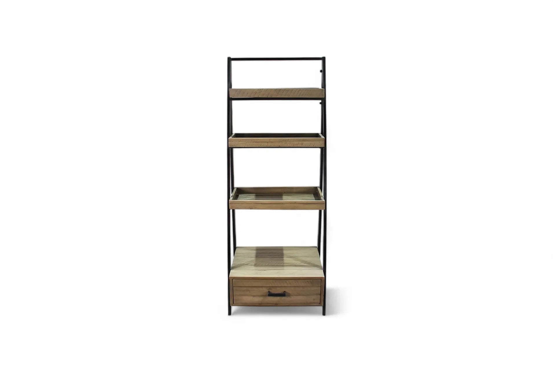 Bosco Grey Wood Indoor Ladder Bookcase With Drawer