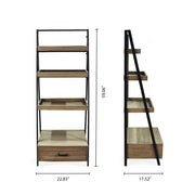 Bosco Grey Wood Indoor Ladder Bookcase With Drawer - Aleefurnishing