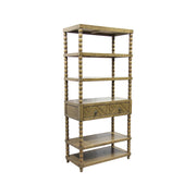 Orya Brown Wood Indoor Etagere Bookcase With Drawer - Aleefurnishing