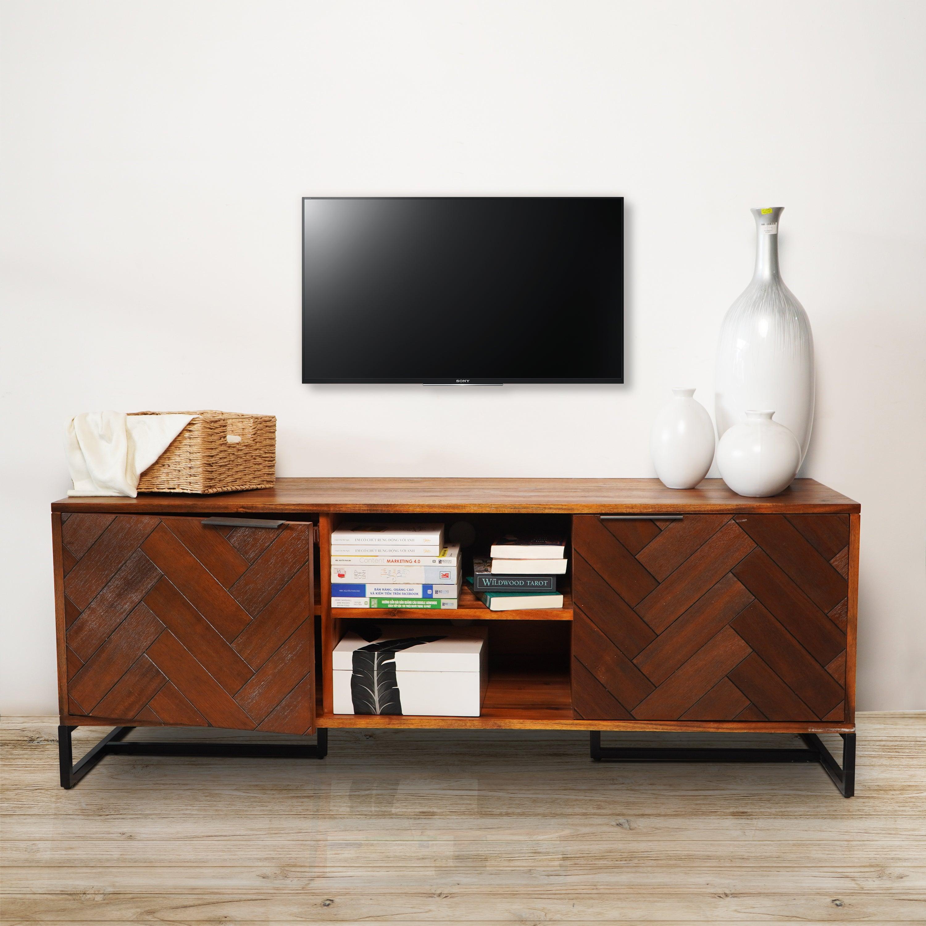 Antico Brown Wooden TV Cabinet - Aleefurnishing