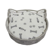 Toscana Cat-face Pet Bed With Printed White Cushion - Aleefurnishing