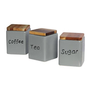 Lotus 3-Piece Kitchen Canisters Set - Dark Grey - Aleefurnishing