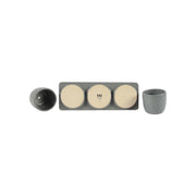 Toscana  Grey Ceramic Planter Set With Disk - Aleefurnishing