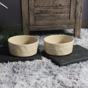 Zampa Bone Embossed Ceramic Pet Bowl (Set of 2) - Aleefurnishing