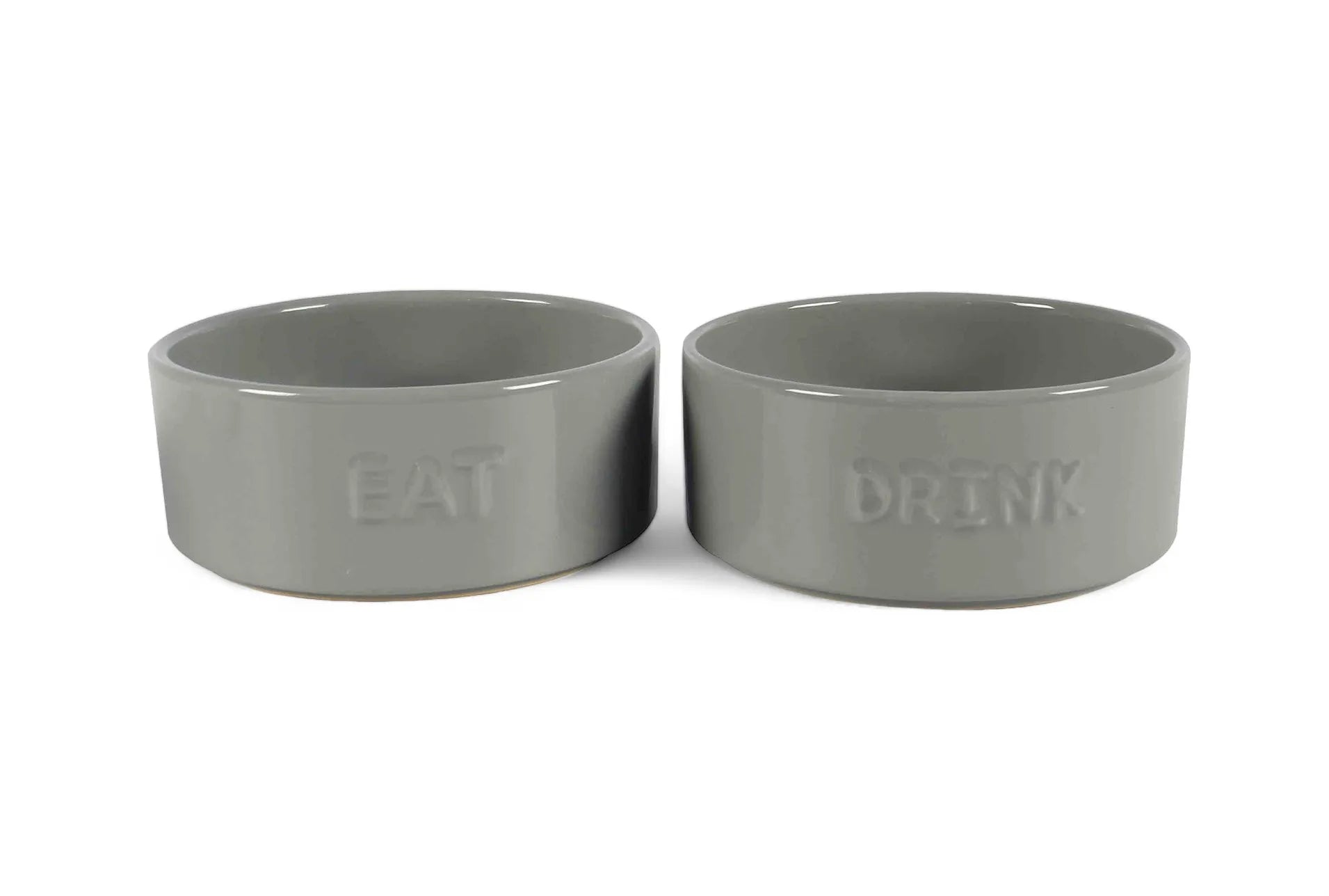 Leone Embossed White Ceramic Pet Bowl (Set of 2)