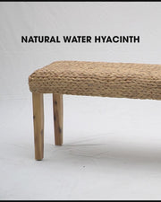 Hestia Natural Water Hyacinth Woven Modern Outdoor Bench