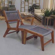 Sevilla Arms Wood Outdoor Lounge Chair with Ottoman