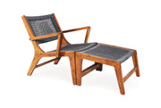 Sevilla Arms Wood Outdoor Lounge Chair with Ottoman