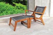 Sevilla Arms Wood Outdoor Lounge Chair with Ottoman