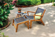 Sevilla Arms Wood Outdoor Lounge Chair with Ottoman